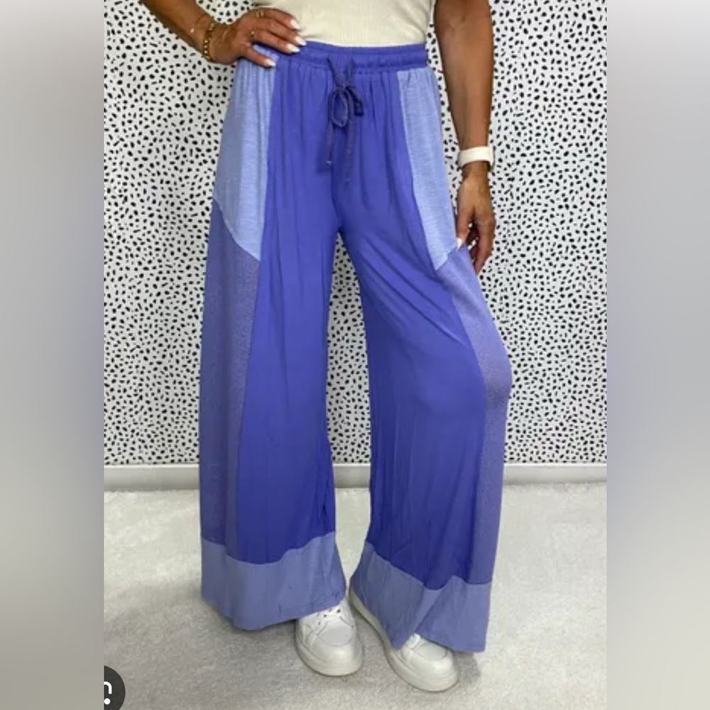 #441 POL PURPLE WIDE LEG PANEL PANT